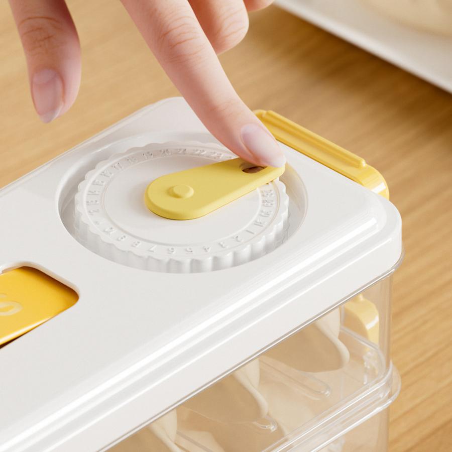 Multi-Layer Timer Food Storage Box for Dumplings, Won Tons, and Frozen Food