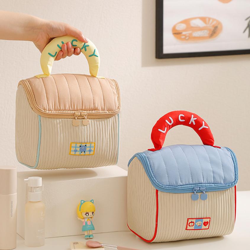 Cute Cartoon Pattern Cosmetic Bag Niche Design Portable Travel Makeup Pouch Organizer Bag for Toiletry Storage Daily Outdoor Use