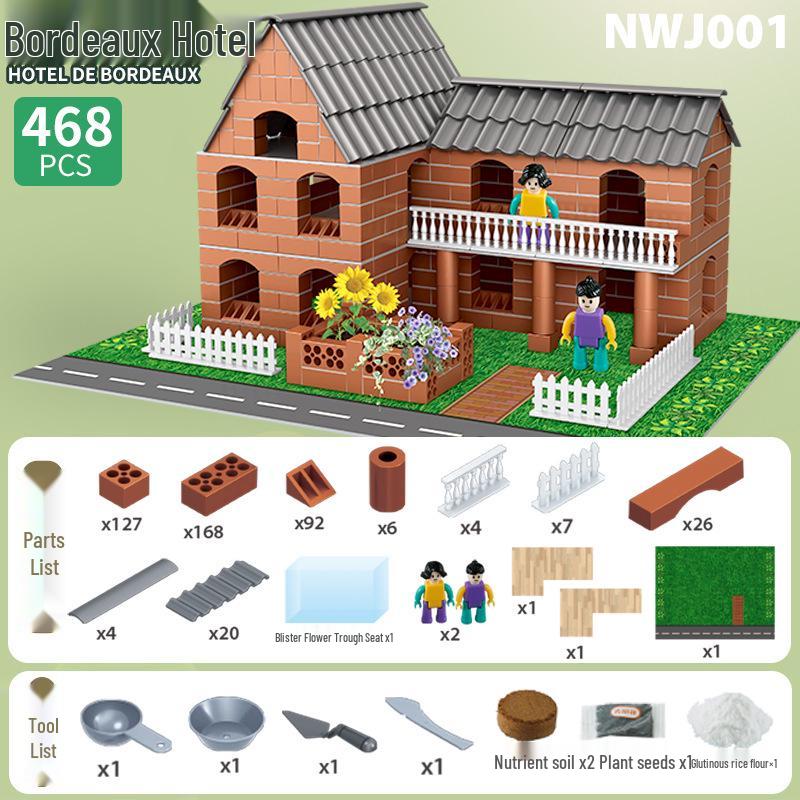 Mini Bricklayer: DIY Kids Cement Brick Villa Construction Toy