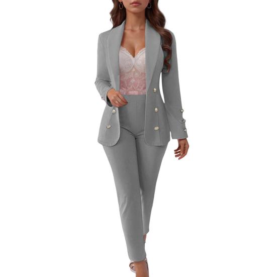 Dámský kalhotový kostým Set dvouřadé sako 2 kusy Businessový outfit Dámský kancelářský pracovní sako a kalhoty set