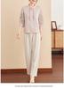 Mom's Stylish Chinese Stand Collar Chiffon Top for Spring/Summer - Seven-Sleeve Blouse for Middle-Aged & Elderly Women