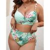 2024 New Style Women's Plus Size Split Bikini with Digital Print and Hard Cup