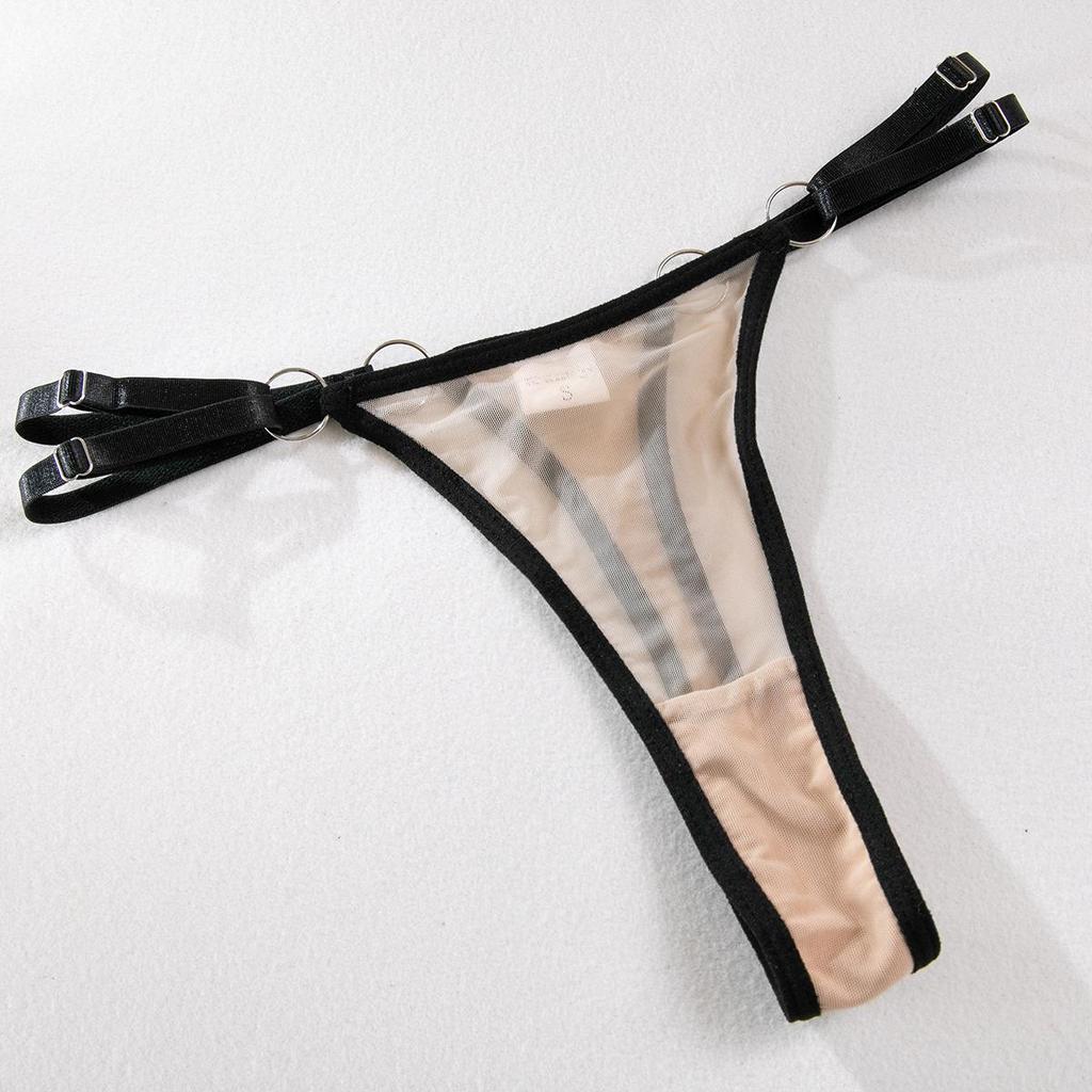 Sexy European & American Cross-Stitched Underwire Lingerie Three-Piece Set