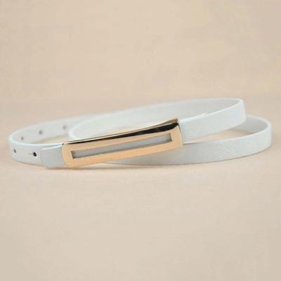 Skinny Multi Holes Waist Belt Adjustable Faux Leather Thin Metal Buckle Women Belt Clothes Ornament