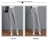 2024 Summer Women's Black & White Plaid Slim-Fit Stretchy Micro-Flare Pants with Elastic Waist