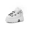 Fashion New 2025 Brand Punk Style Women Shoes Lace-up Heel Height 6CM Platform Shoes Woman Rock Boots Metal Decor Woman Sneakers