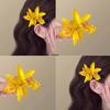 Yellow Cymbidium Orchid Hair Clip - Women's Floral Beach Headpiece Accessory