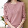 Women's Slimming Embroidered Round Neck Long Sleeve Knitted Sweater