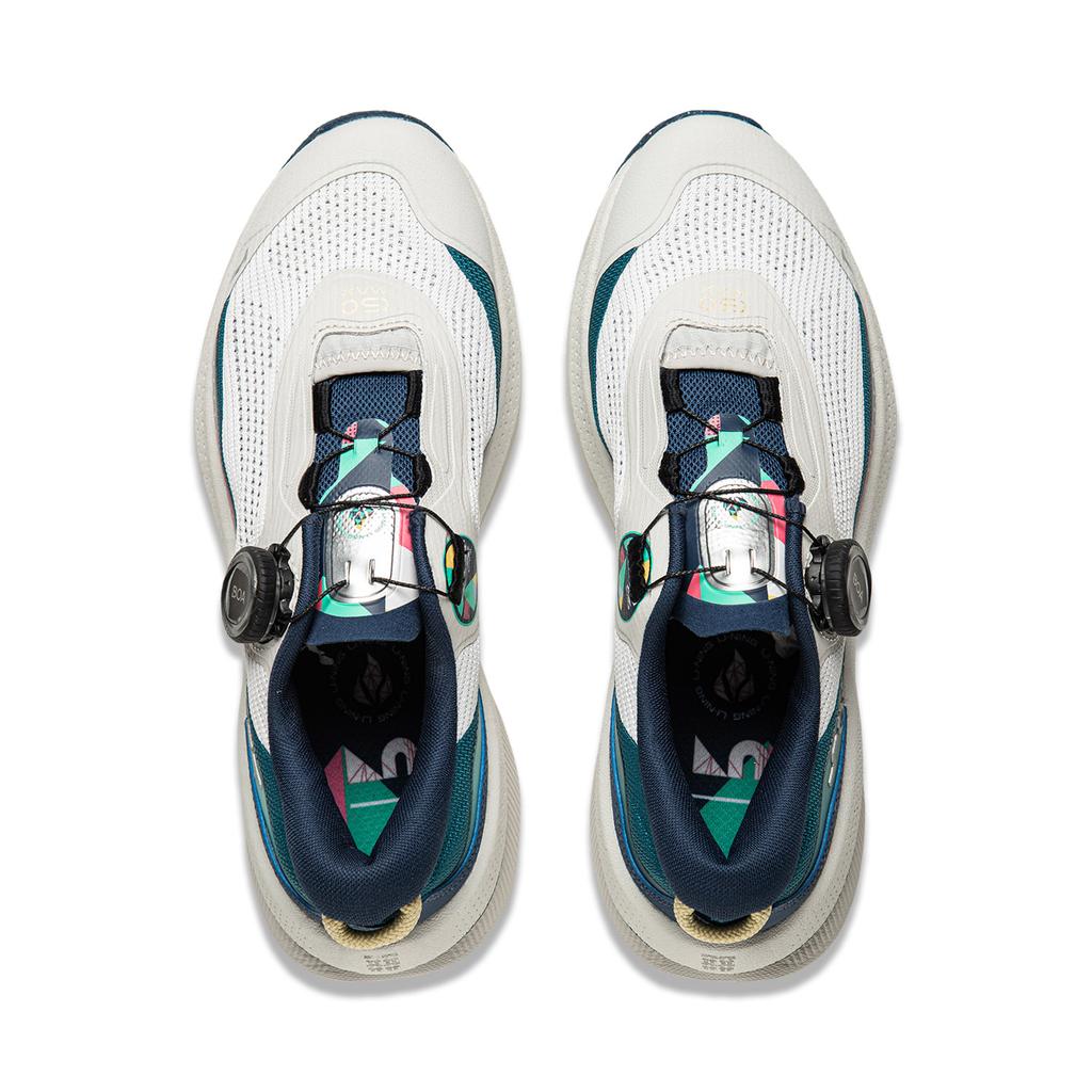 New LiNing Soft Go Ma Cushioning Anti-Slip Wear-Resistant Breathable Support Rebound Low-Top Casual Shoes Women's Blue AGLU274-1