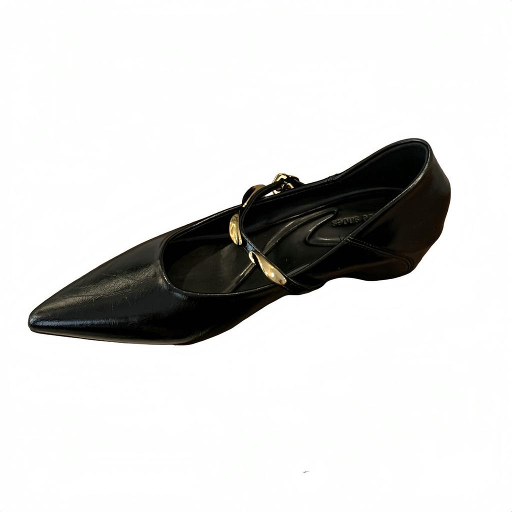 2025 nové podzimní lodičky s špičkou, dámské se skrytým zvýšením výšky o 5 cm, neunavují nohy, francouzské retro Mary Jane malé kožené boty