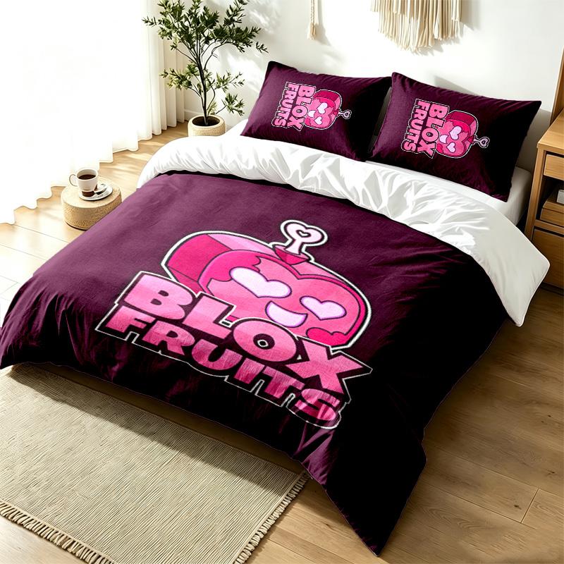 Blox Fruits 3pc Duvet Cover Set Simple Modern Bedding Set Wrinkle Resistant Soft Fabric All Season Use a perfect gift