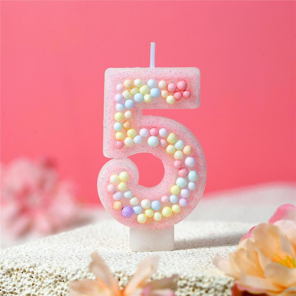 Pink Macaron Foam Number Candles 0-9 for Girls' Birthday Cake Decoration