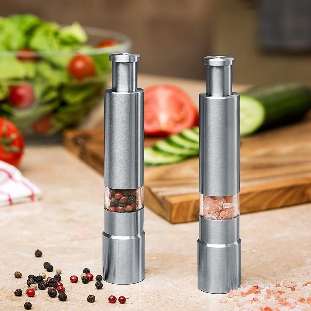

Stainless Steel Thumb Push Pepper Grinder Mill Muller Stick серебряный