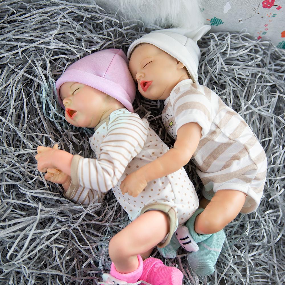 45cm Lifelike Reborn Baby Doll Twin A Twin B Cloth Body Soft Touch Real Life Newborn Dolls Rooted Mohair Alive Bebe Reborn Boneca Kid's Christmas Gift