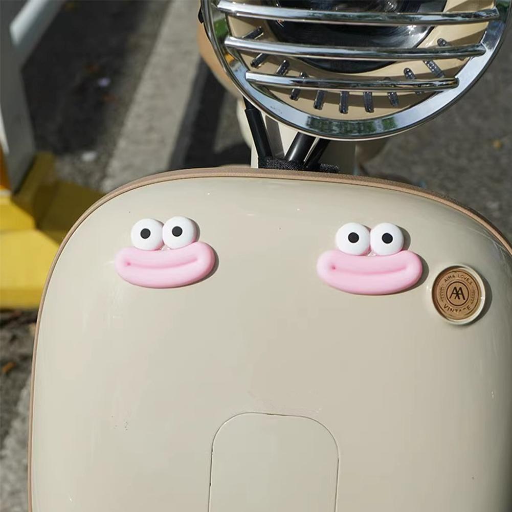 

2 шт. симпатичный мотоциклетный шлем резиновый рот и большие глаза украшения для мотокросса полнолицевой внедорожный шлем наклейка розовый