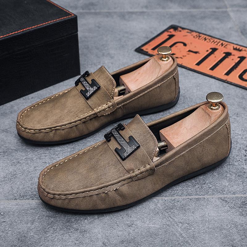 

Мужские туфли-дуду, низкие, закрывающие стопу, дышащие лоферы на одной педали, H-образный круглый носок, модная повседневная обувь, мужская обувь для ленивых 38