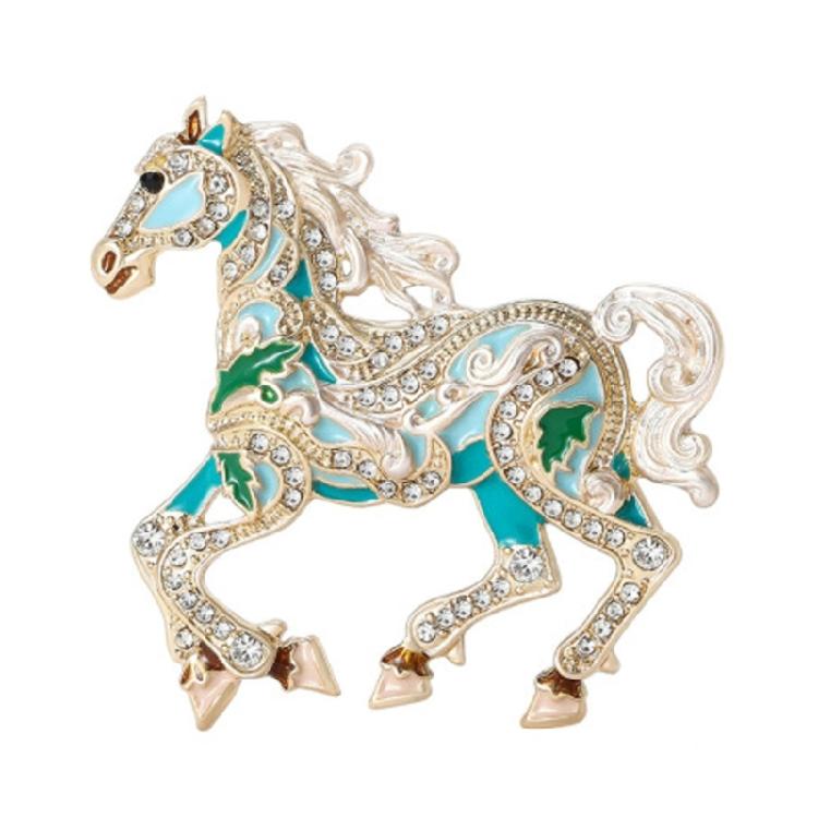 Rhinestones Embellishments Horse Brooch Enamel Animal Lapel Accessory With Crystal Details For Everyday Wear
