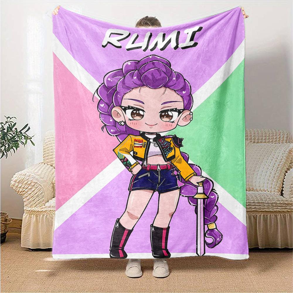 1pc KPop Demon Hunters RUMI1 Blanket, Gift, for Men and Women, Soft Blanket, Good for Sofa Bed Couch Travel, Lightweight Flannel Blanket