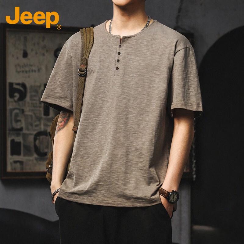 Jeep Men's Retro Henley Short Sleeve T-Shirt