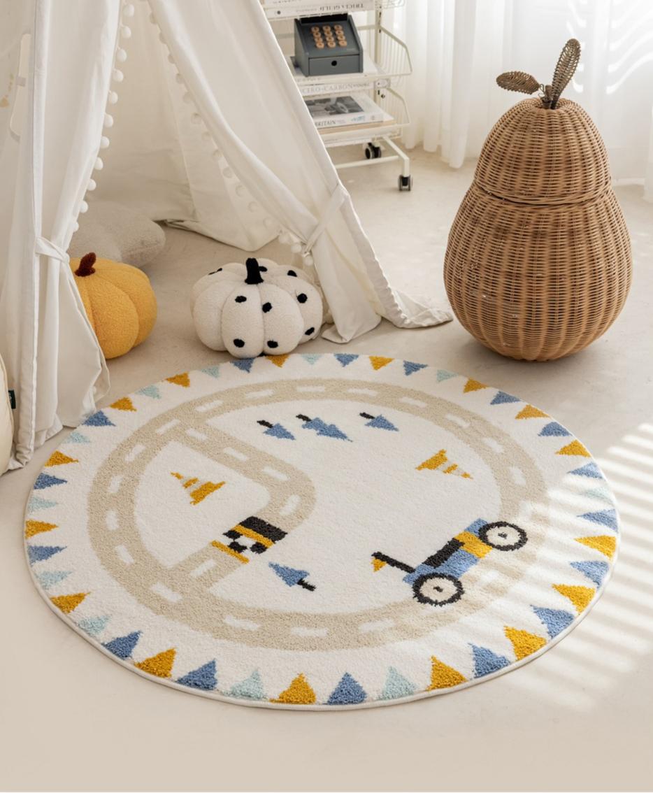 

Современный стиль украшения гостиной круглый ковер утолщенный плюшевый прикроватный коврик ковры с мультяшным рисунком для спальни дома пушистый мягкий ковер 80x80CM