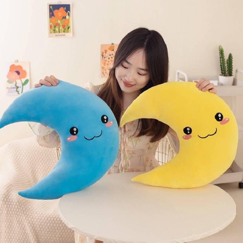 Whimsical Moon Pillow For Kids Premium Plush Stuffed Cushion With Soft Pp Cotton Filling For Cozy Snuggles