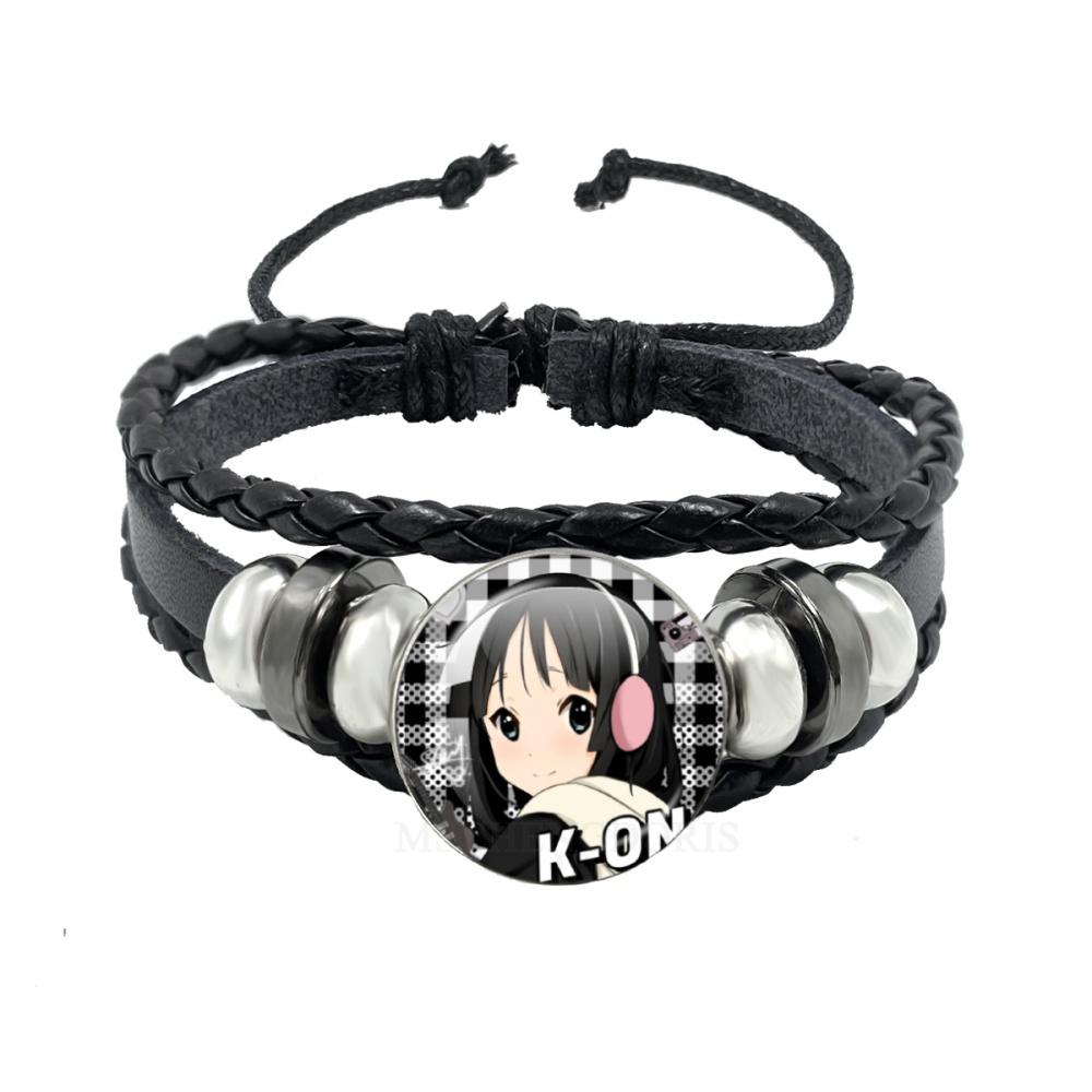 Anime K-ON Leather Bracelets Hirasawa Yui Akiyama Mio Tainaka Ritsu Multilayer Braided Black Bracelet Bangles Jewelry Gift
