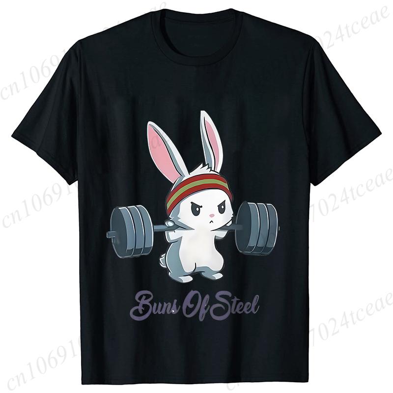 

Buns of Steel Tshirts for Unisex Fitness Rabbit Bunny Lover Gym Workout Tees Shirt Fashion Hip Hop Streetwear Female Clothing S