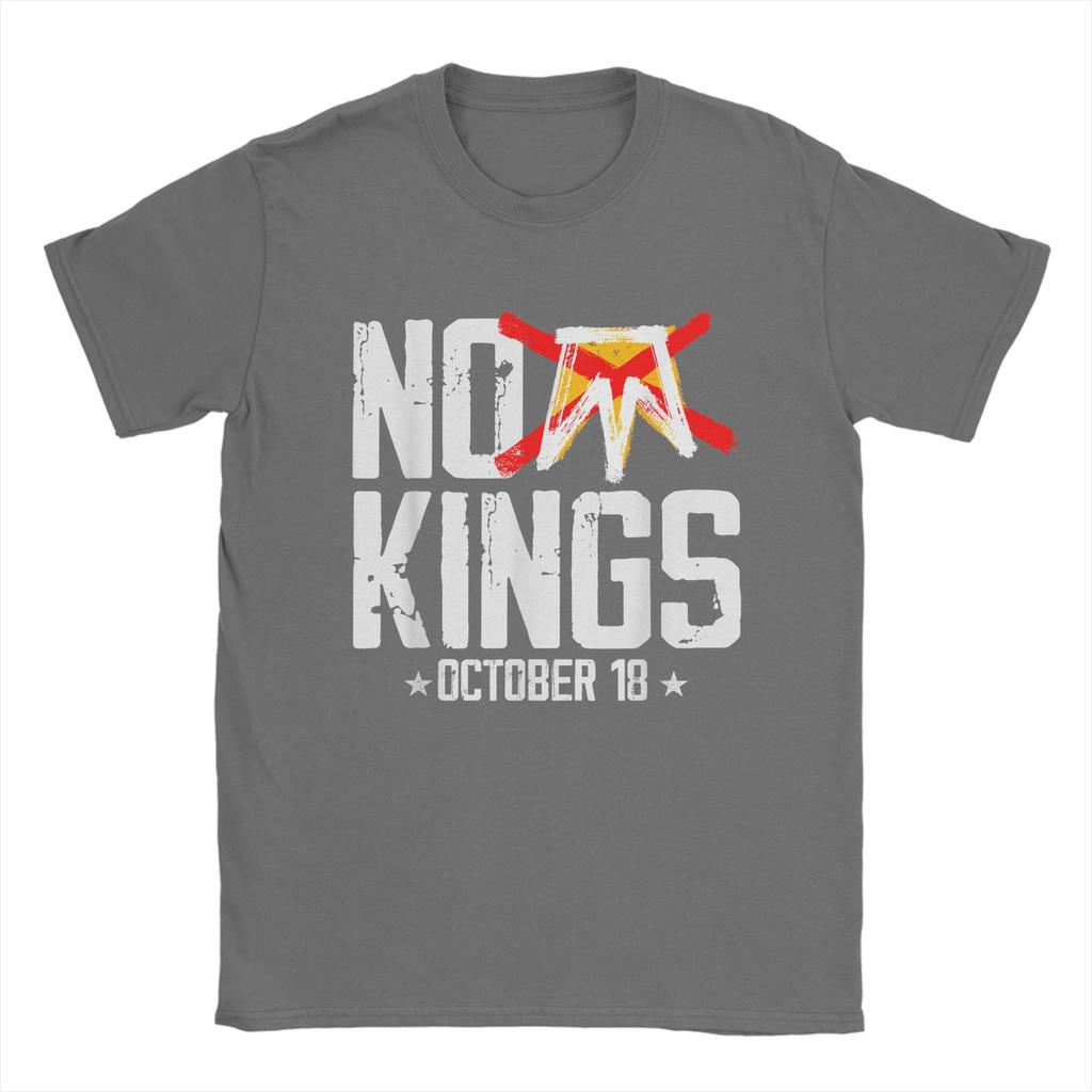 Herren T-Shirts No Kings 18. Oktober No Kings Day Lustiges Reines Baumwoll T-Shirt Kurzarm T-Shirts Rundhals Kleidung Geschenkidee
