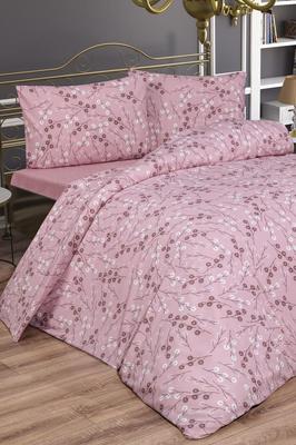 Nanda Bedding Set 4 Pcs, Duvet Cover, Bed Sheet, Pillowcase, Double Size, Self Patterned, Wedding, Daily Use Pink