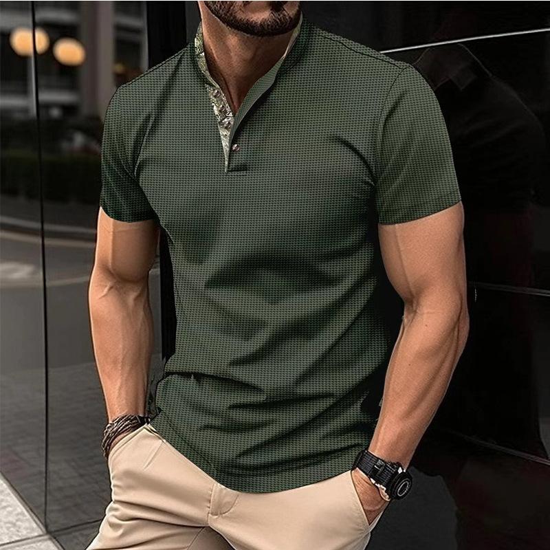 

New Men s POLO Shirt Double-layer Stand-up Collar Short-sleeved Sports Versatile Casual T-shirt Tops XXXL