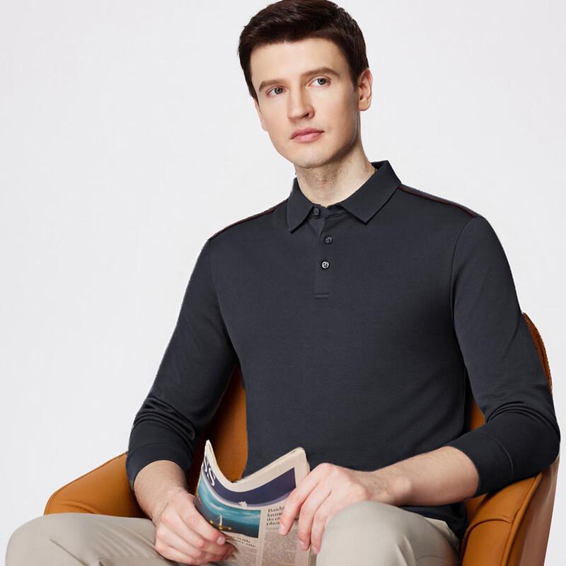 FIRS Men's Wool Blend Long Sleeve Business Polo Shirt