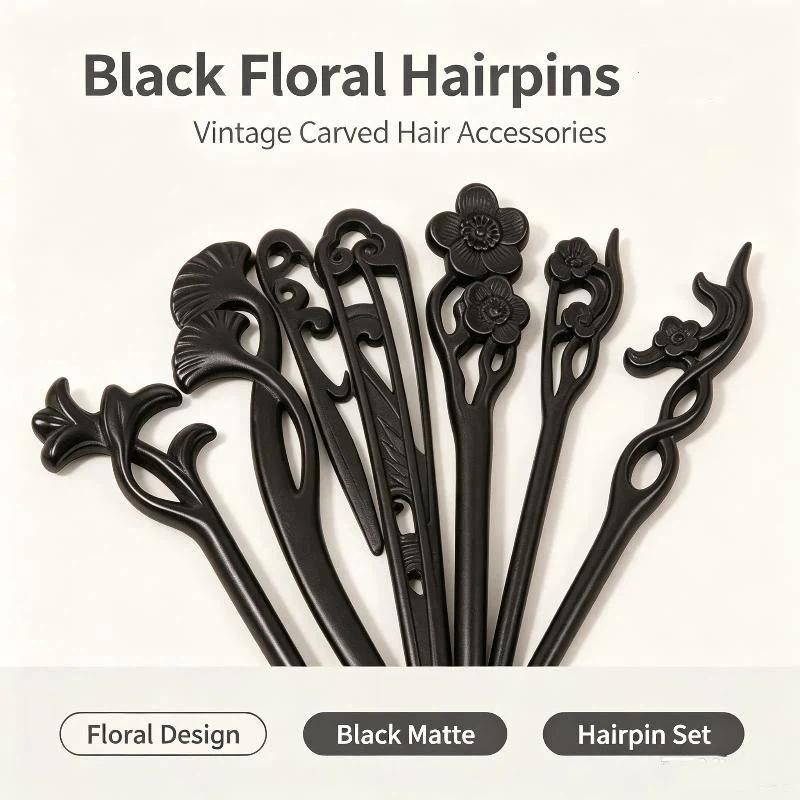 Retro Black Wood Bridal Hair Stick Handmade Fashion Simple Hair Pin for Women Wedding Anniversary Celebration