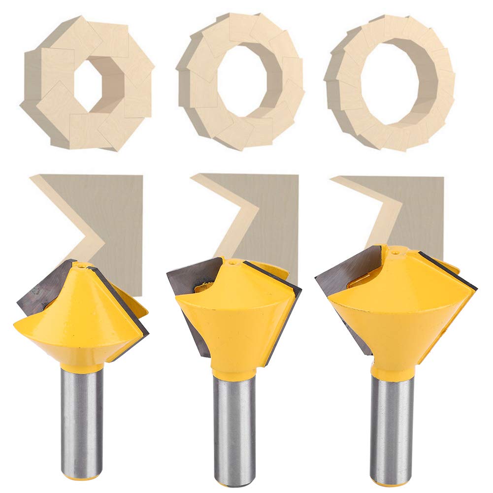 Router Bit, 3pcsset 1/2 Shank Bird's Mouth Glue Joint Router Bit Woodworking Milling Cutter for Solid Wood, Hardwood, Chipboard, Routerbit