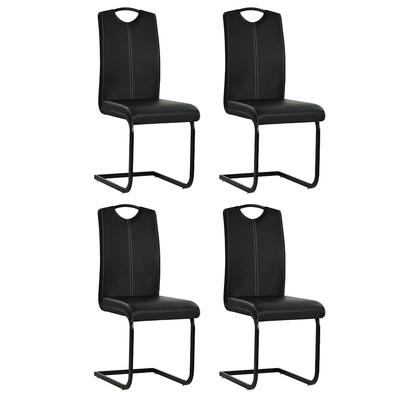 Vidaxl Dining Chairs, Cantilever, 4 Pcs, Black, Faux Leather