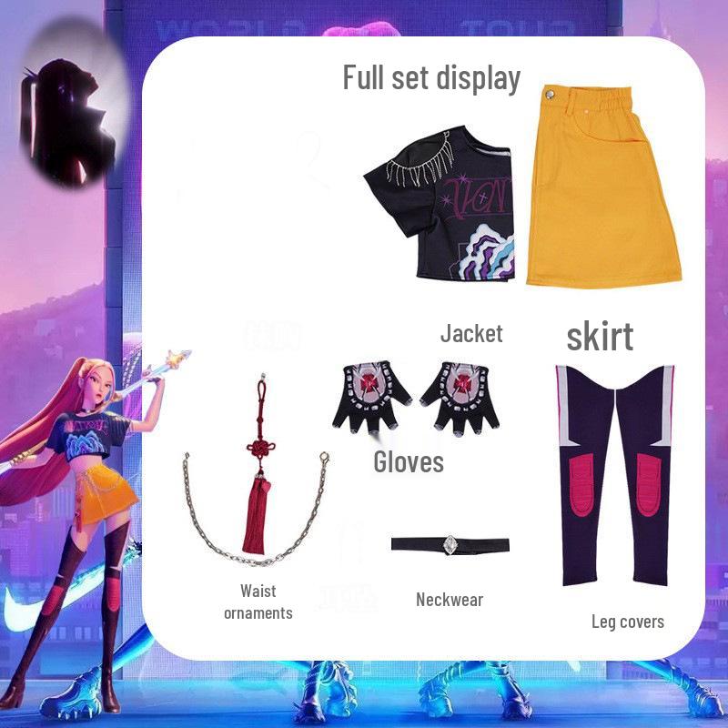 Hunter Girls K-POP Star Cosplay Kostüm: Lumi, Mila, Zoe Anime-Charakter Bühnenauftritt Outfit.