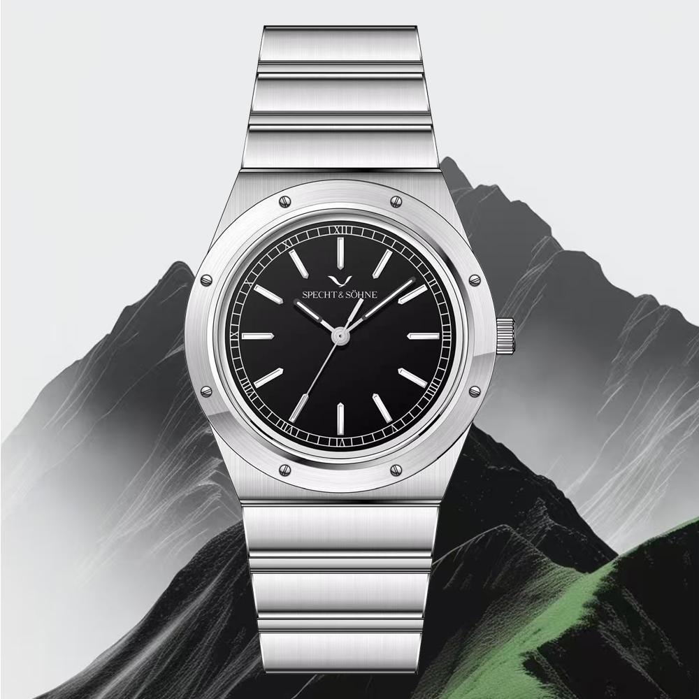 

2025 Новые модные часы Specht & Söhne 38MM для мужчин VH31 Movt сапфировое стекло ультратонкие из нержавеющей стали Relogio Masculino чёрный