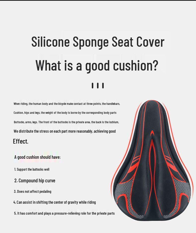 Super Soft Silicone Bicycle Seat Cushion - Universal Shock-Absorbing Cover for Mountain and Road Bikes