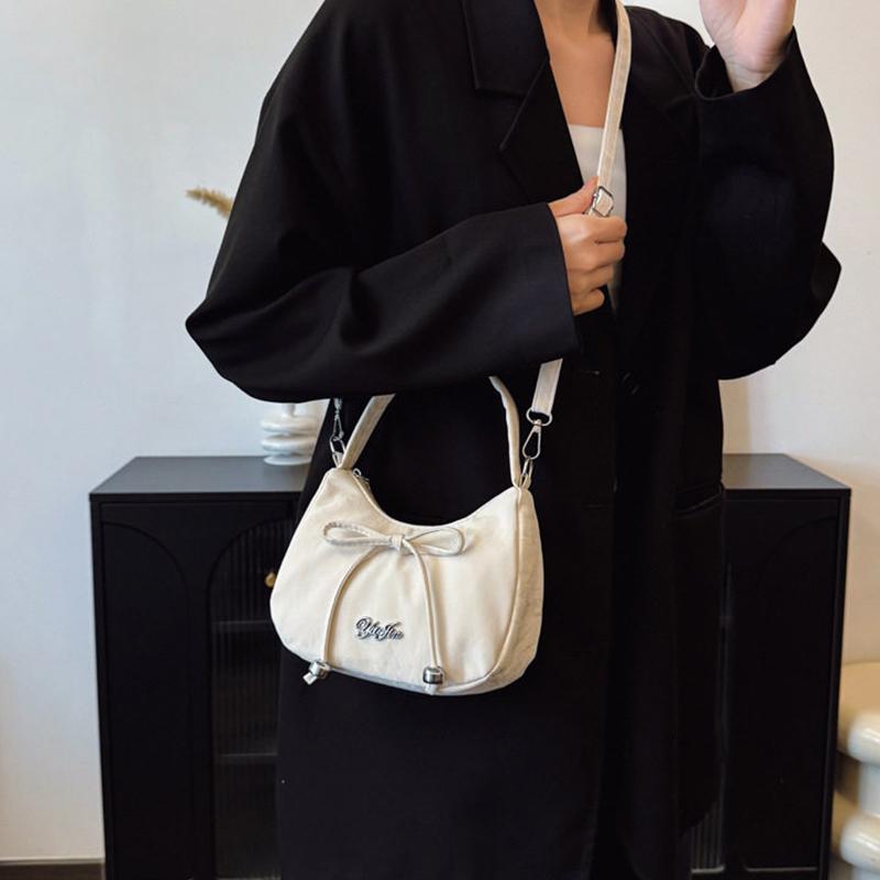Solid Color 2026 New Large Capacity Bow Bags, Fashionable And Versatile Underarm Shoulder Bag, Casual Commuting Women'S Handbag