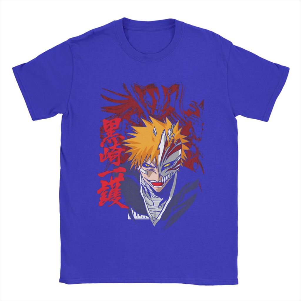 Bleach Ichigo Kurosaki T Shirts for Men Cotton Vintage T-Shirt Crewneck Tee Shirt Short Sleeve Clothes New Arrival