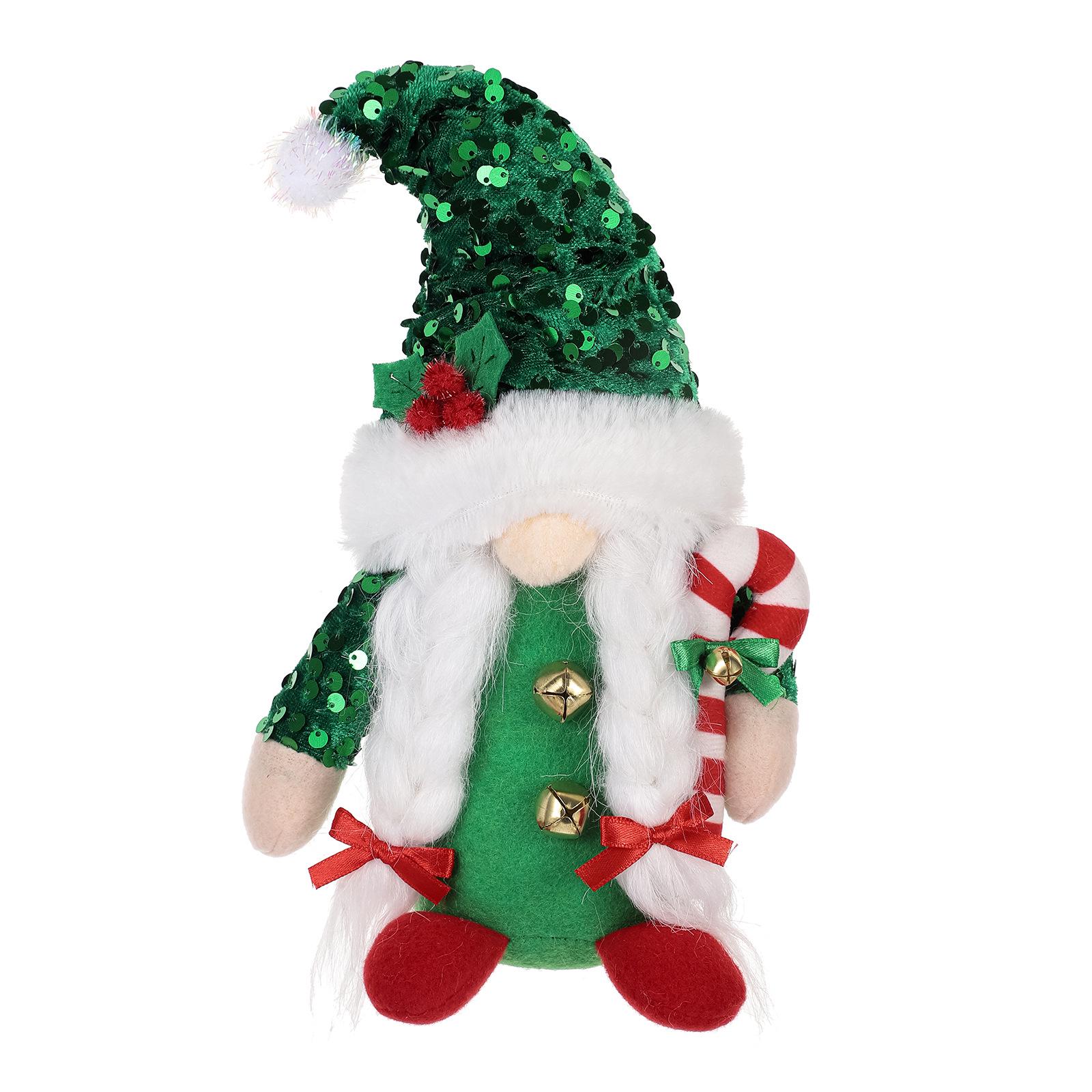 Christmas Rudolph Gnome Doll with Sequin Hat - Festive Faceless Ornament