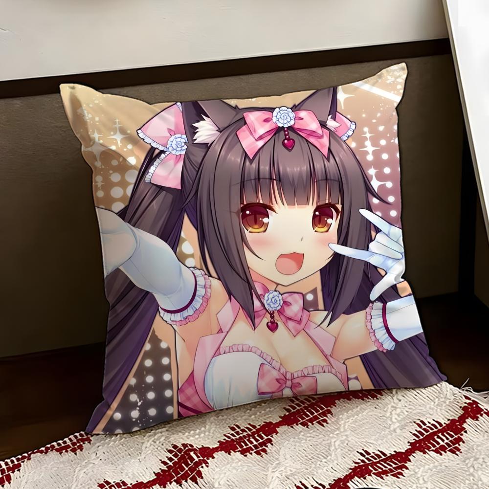Anime NNekopara Cushion Cover Reversible Soft Durable Pillow Cover Home  Car MultiScene Use for Daily Comfort