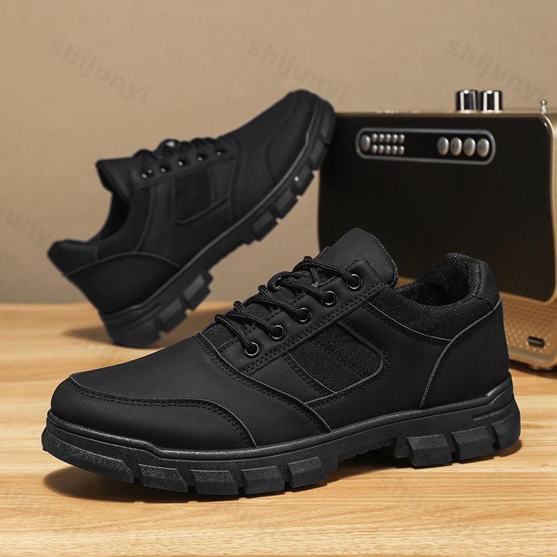 Outdoor Men Work Shoes Autumn Fashion Vintage Non Slip Wear-resistant Sneakers Comfortable Height Increase Lace Up Casual Shoes