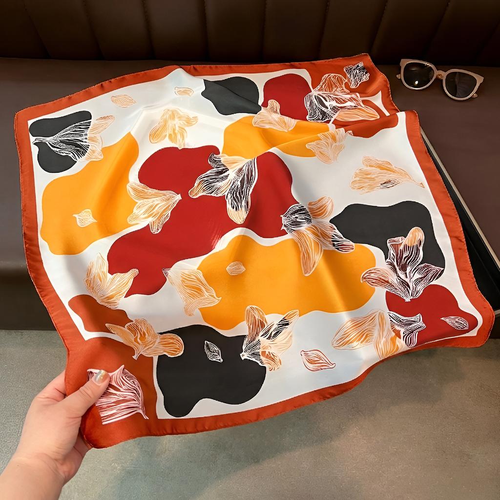 Korean Style Fashion Thin Silk Like Square Scarf For Women Summer Versatile Decorative Neckerchief