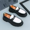 Fashion Luxury Men Thick Bottom Loafers Slip on Leather Shoes Black Casual Business Dress Shoes Mens Wedding Party Office Fashion Shoes