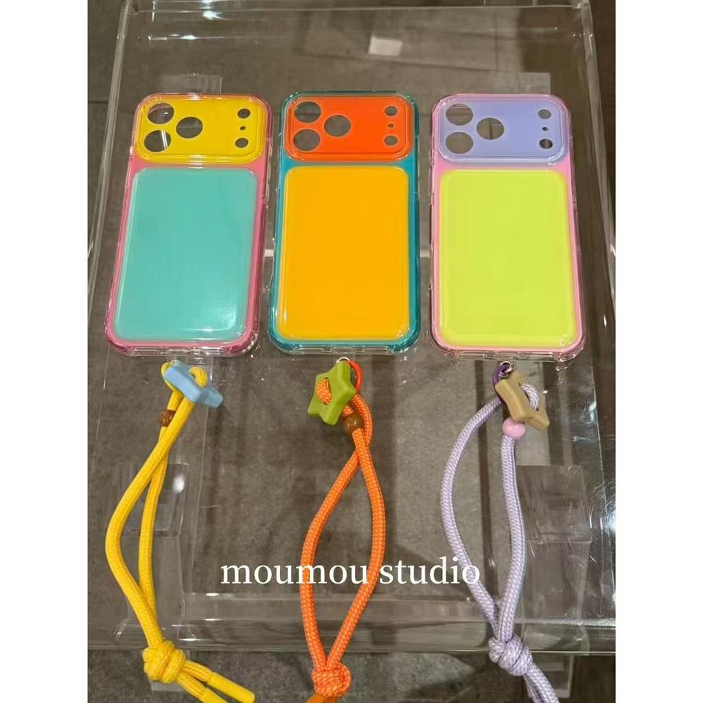 Niche simple solid color splicing is suitable for Apple iPhone17promax mobile phone case 16 anti-drop case protective case.