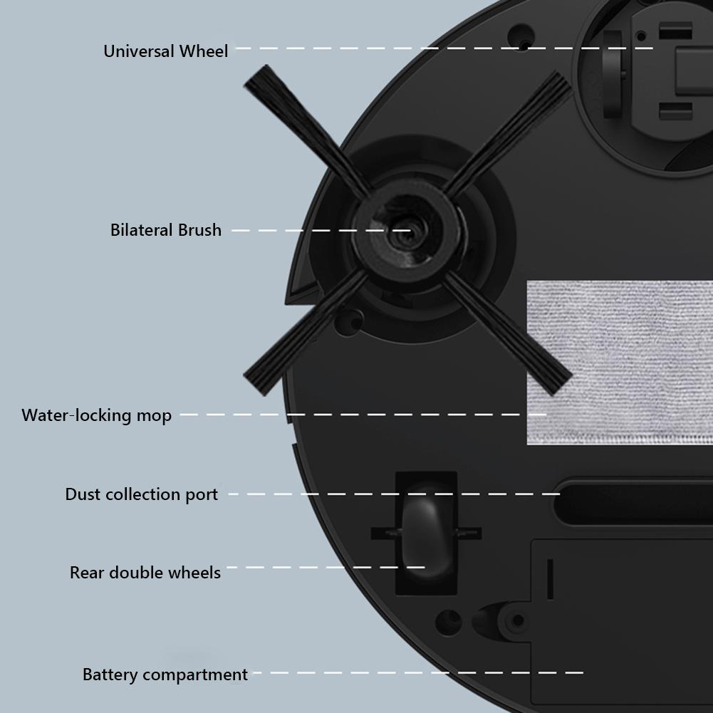 3 In 1 Vacuum Mop Robot Rechargeable Sweeping Machine Strong Suction Compact Cleaning Machine for Pet Hair Stubborn Dirt