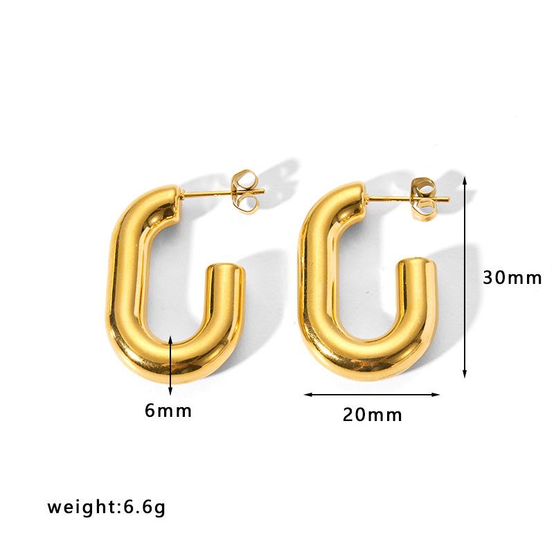 Gold Color Stainless Steel Hoop Earrings For Women Ear Drop Stud
