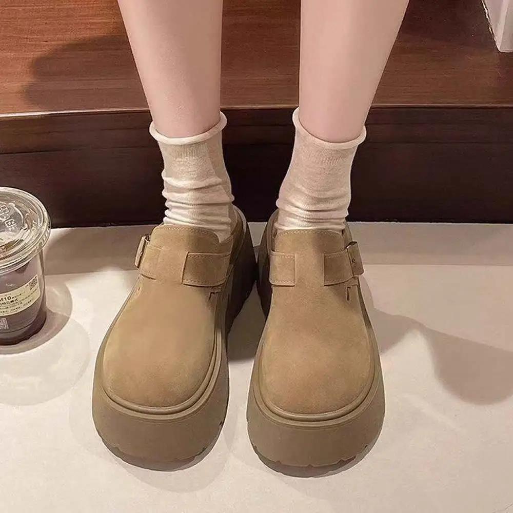 Suede Thick Platform Boots Designer Slipper Casual Flats Slide Female Walking Fashion Loafers  Winter Ankle Boots Women