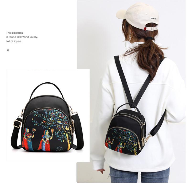 Ladies Shoulder Multi-Purpose Mini Small Backpack Oxford Cloth Messenger Bag