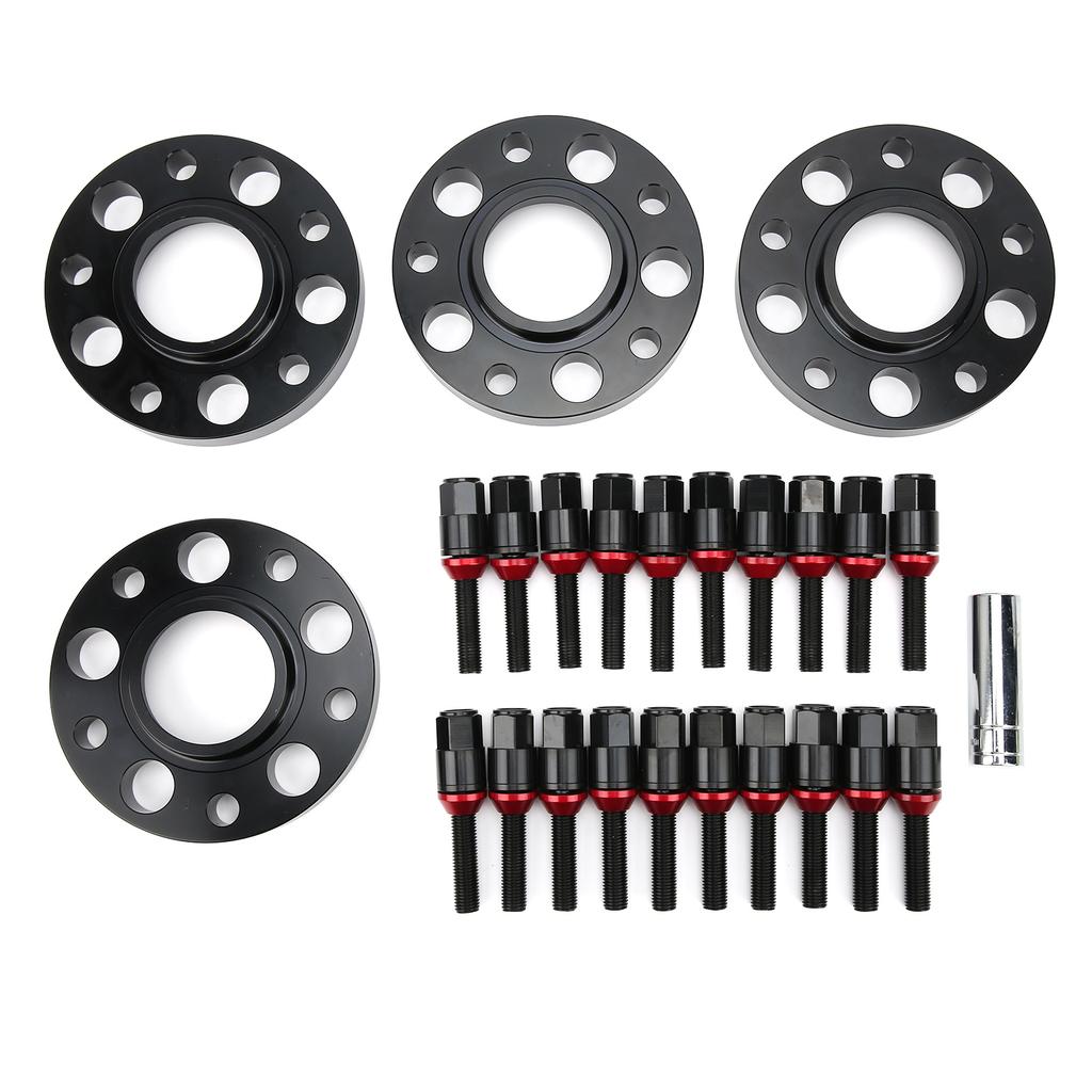 4pcs Flange Wheel Spacers 20pcs Extended Lug Bolts Sleeve Staggered Kit Fit for 1 3 5 6 7 8 SERIES(Black )